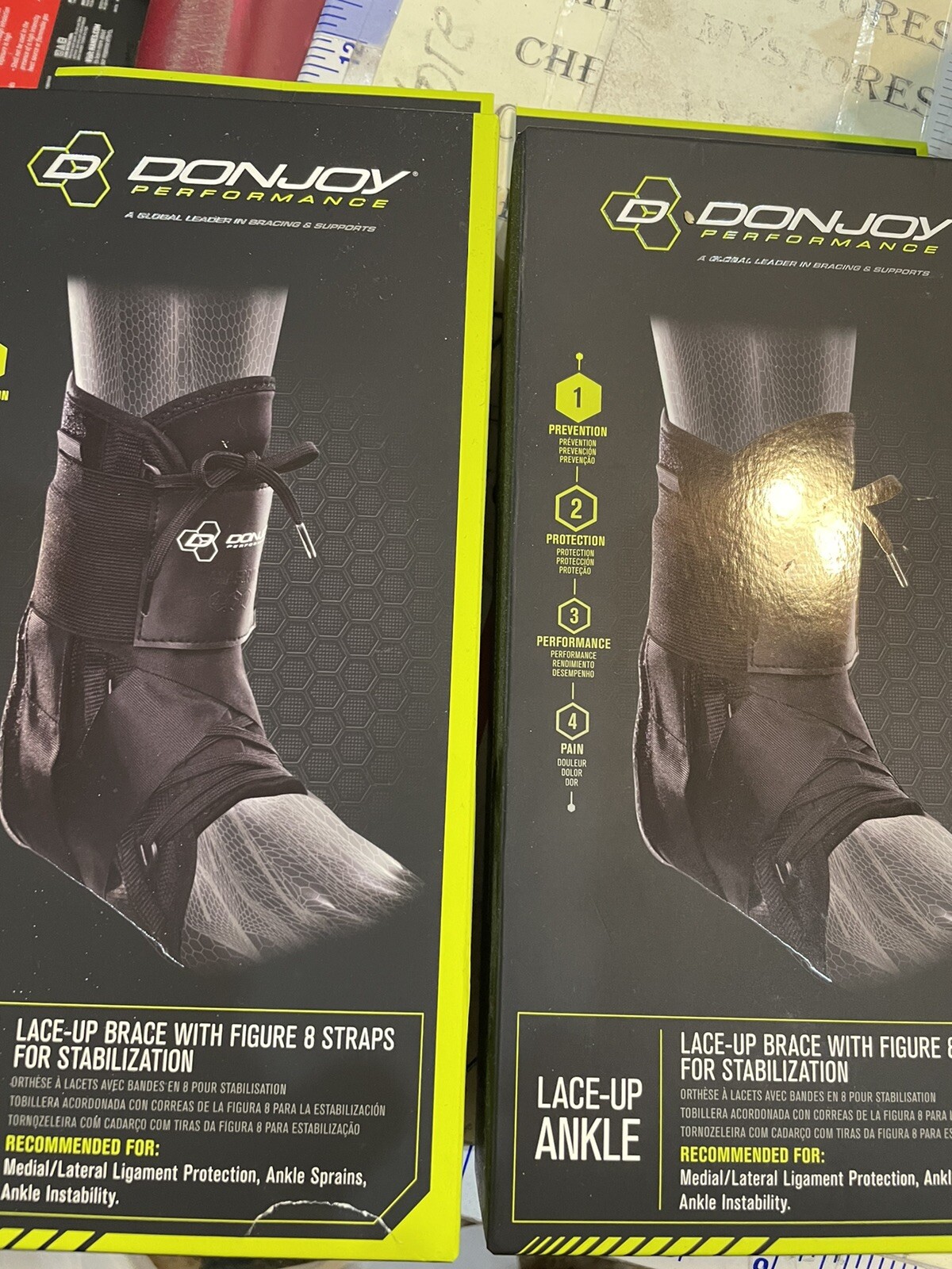 2X DonJoy Performance ANAFORM Lace-Up Figure-8 Straps Ankle Brace. MEDIUM