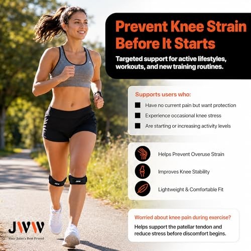 JWW Patellar Tendon Support Strap 2 Pack, Knee Brace for Knee Pain Relief |