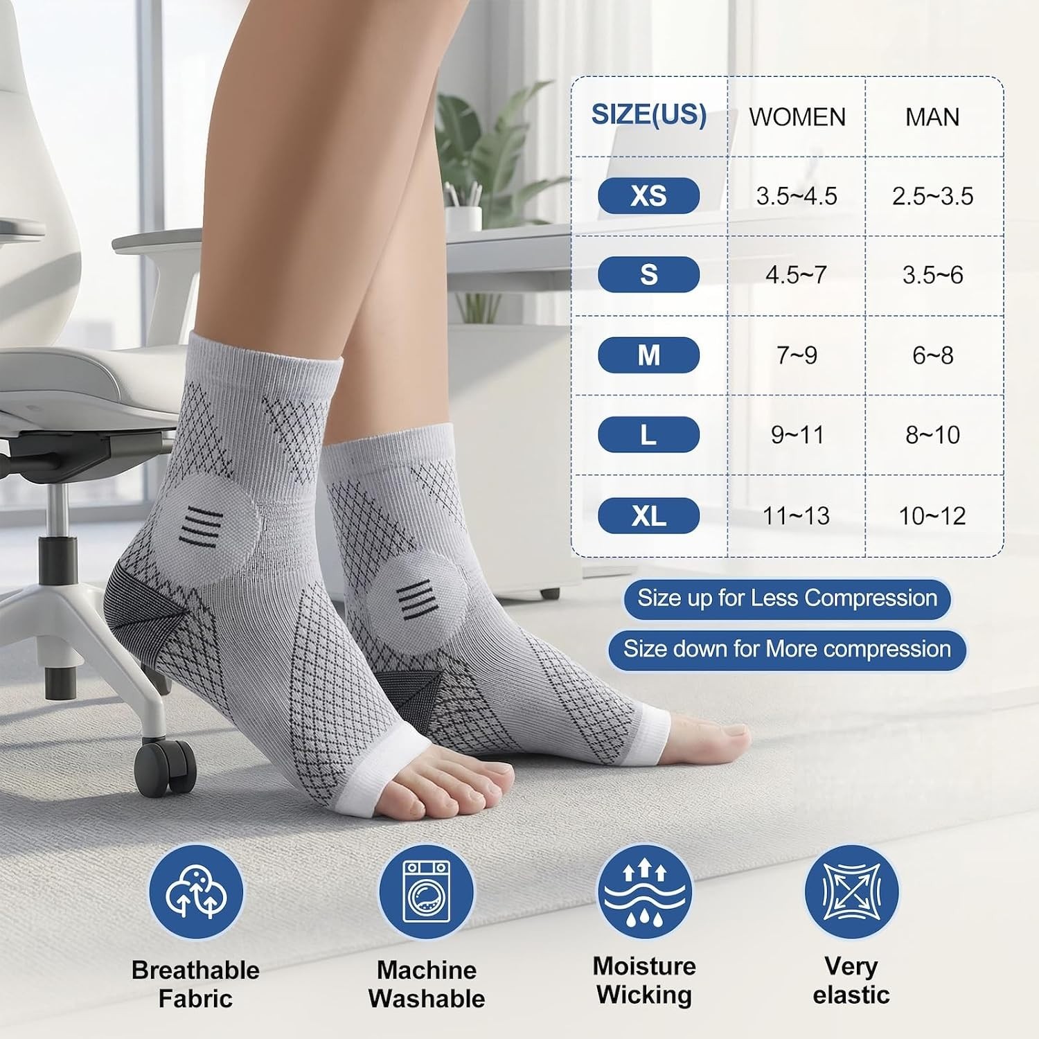 3 Pairs Neuropathy Socks for Women and Men, Toeless Compression Socks | Toele…