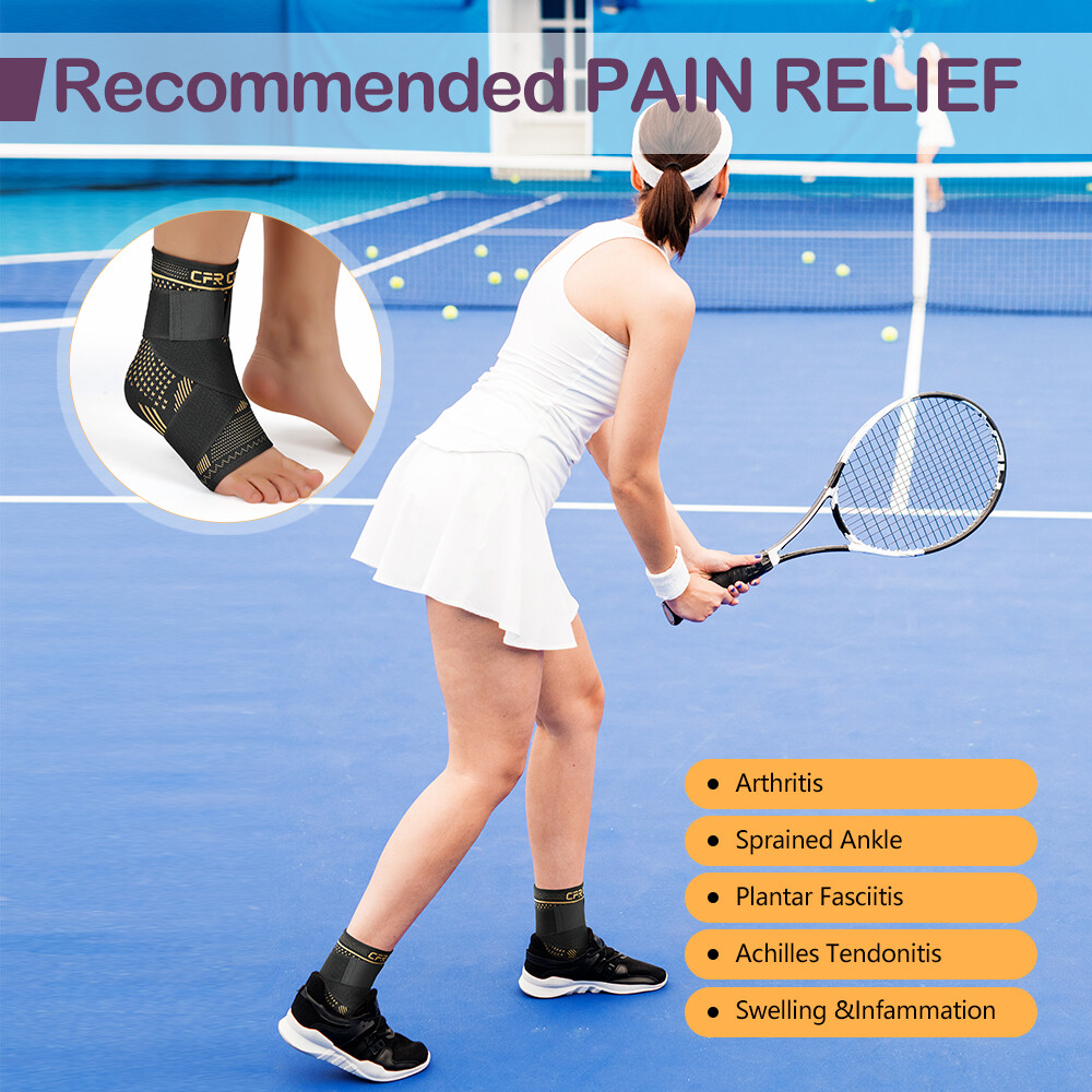 Copper Ankle Brace Adjustable Compression Sleeve Heel Brace Achilles Tendonitis