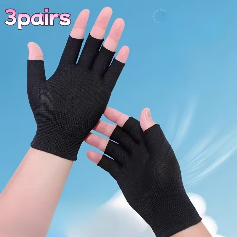 3 Pair Breathable Elastic Half-Finger Gloves – Suitable for Outdoor Sports