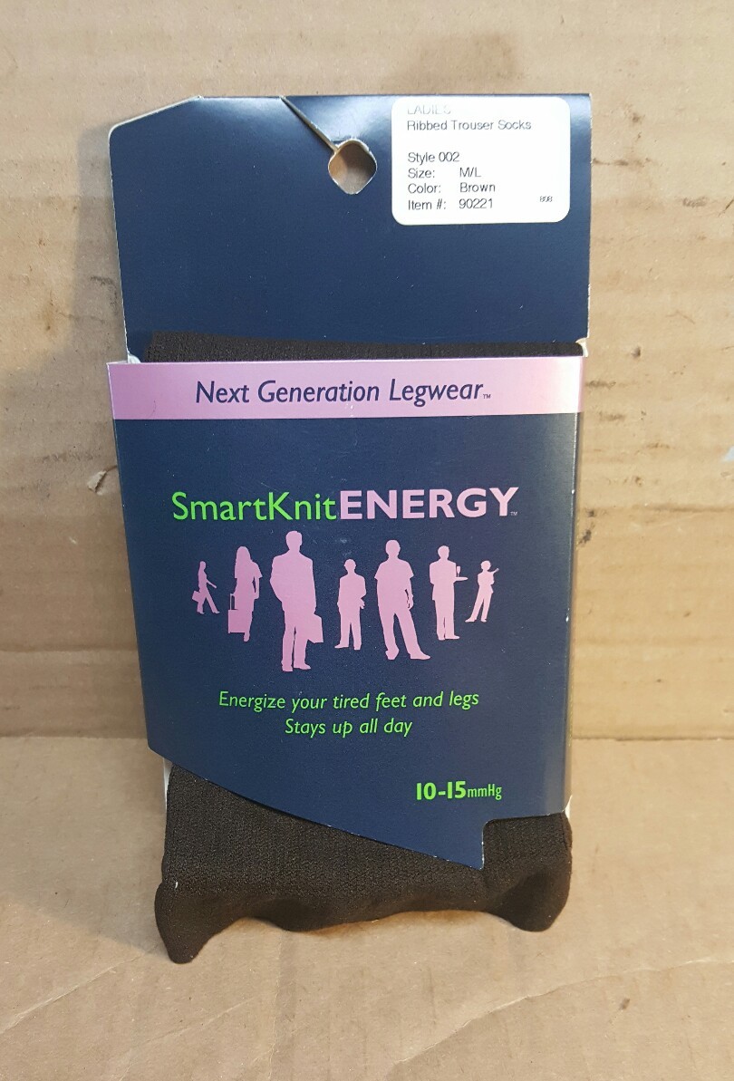 SmartKnit Energy Ladies Ribbed Trouser Socks Brown M/L #14
