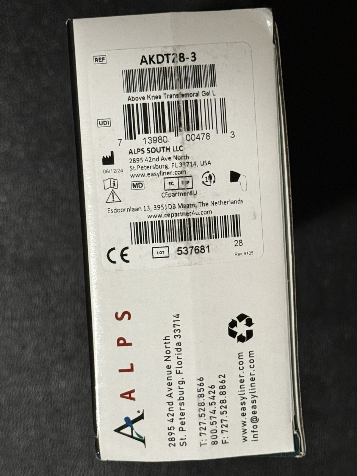 ALPS Prosthetic Locking Liner NEW AKDT28-3 Above Knee / Below Knee Locking Liner