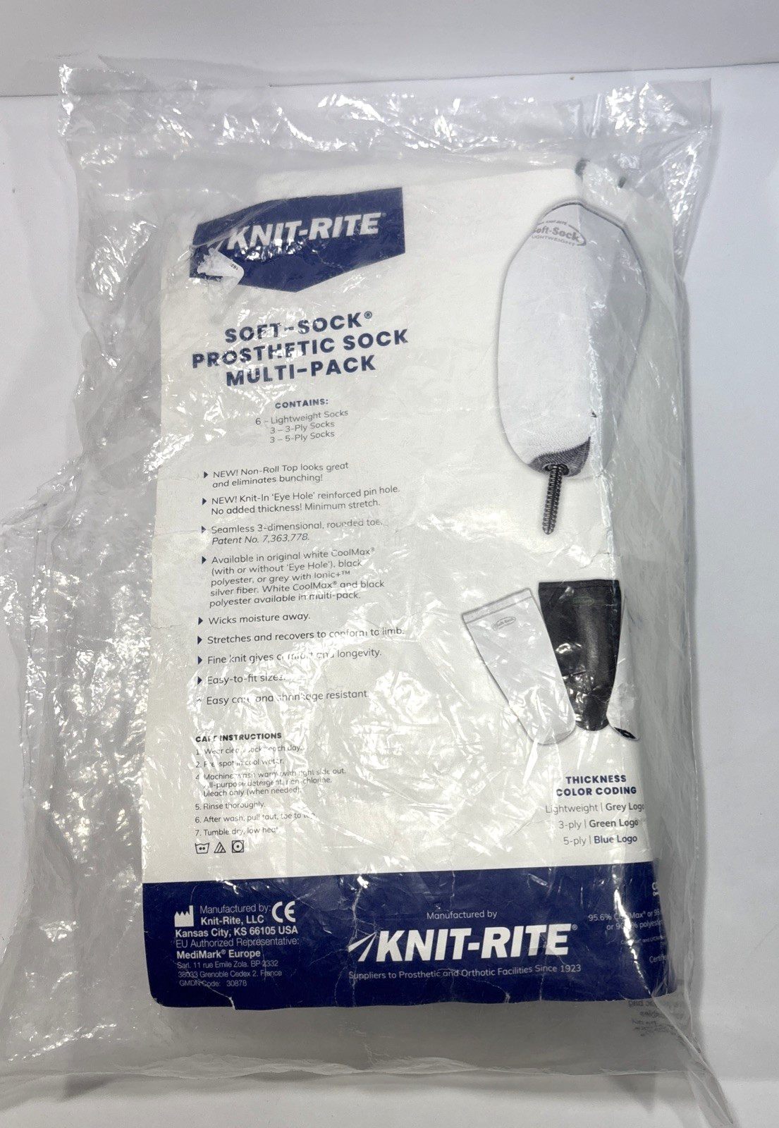 Knit-Rite Soft-Sock Prosthetic Sock Multi Pack, 12 Pk Fits Size 1 , 2. 10″- 14″
