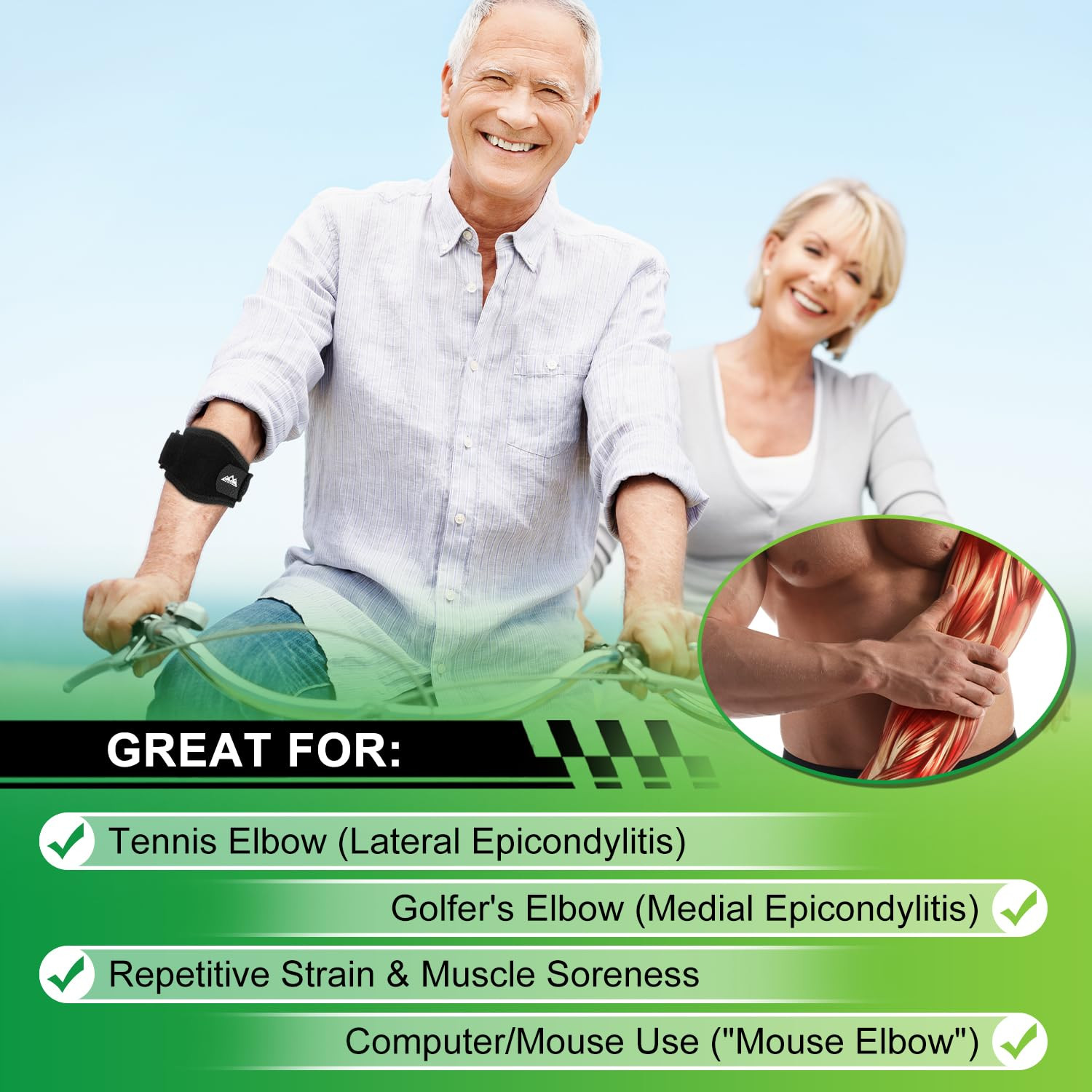 Elbow Brace for Women Men, Forearm Guard for Tennis Golfers Elbow, Adjustable…