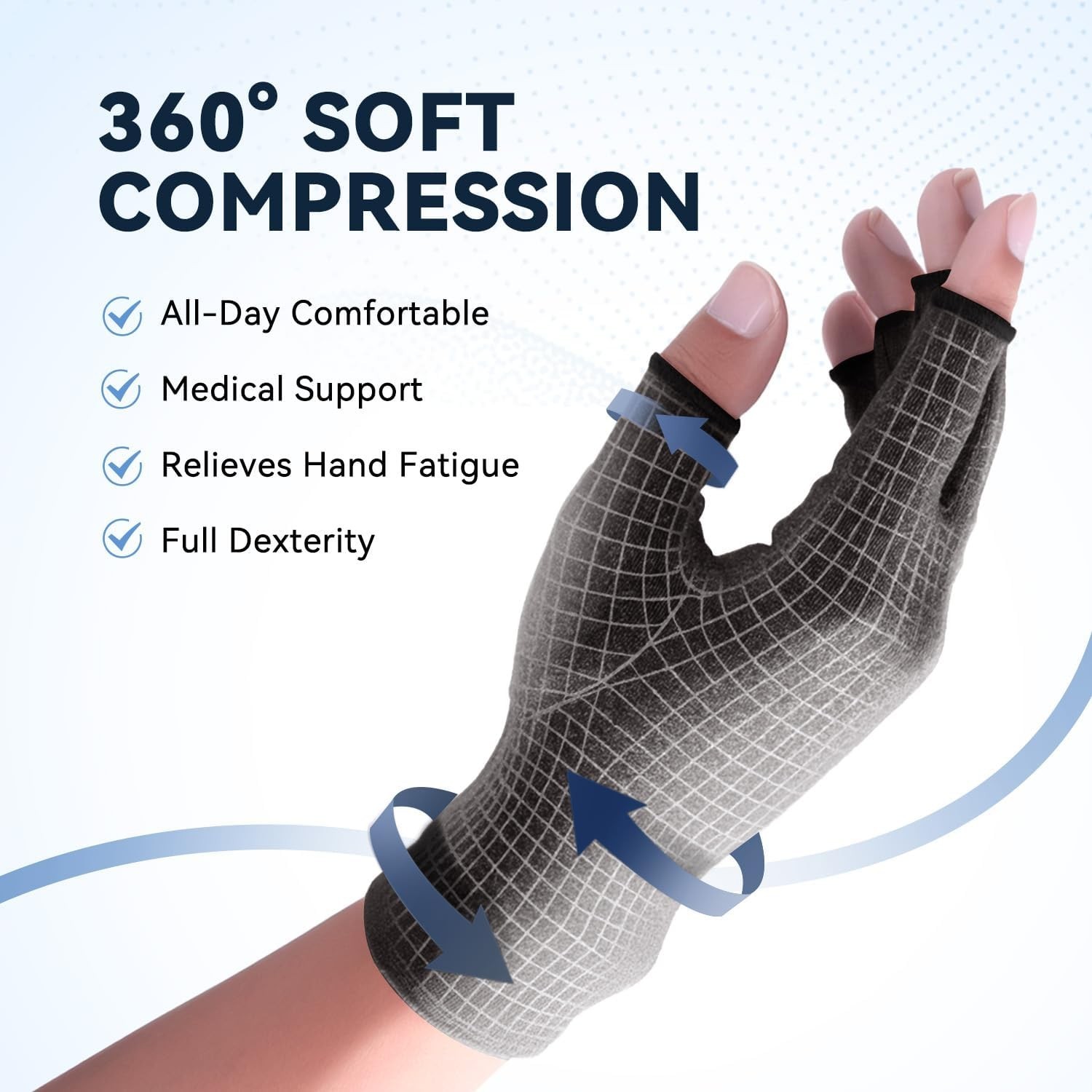All-Day Comfort Arthritis Gloves for Men and Women – Fingerless, Medium Size