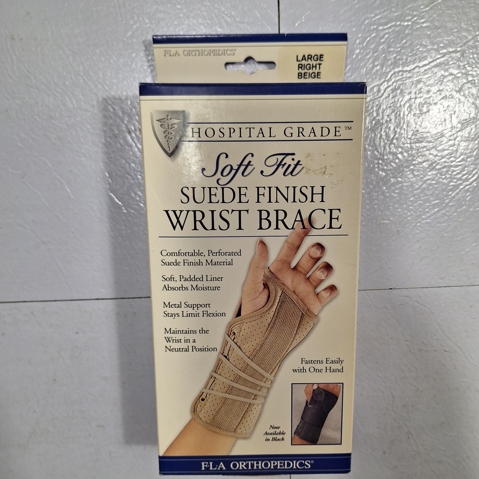 FLA Soft Fit Suede Finish Wrist Brace Beige Right Hand Size L New In Box