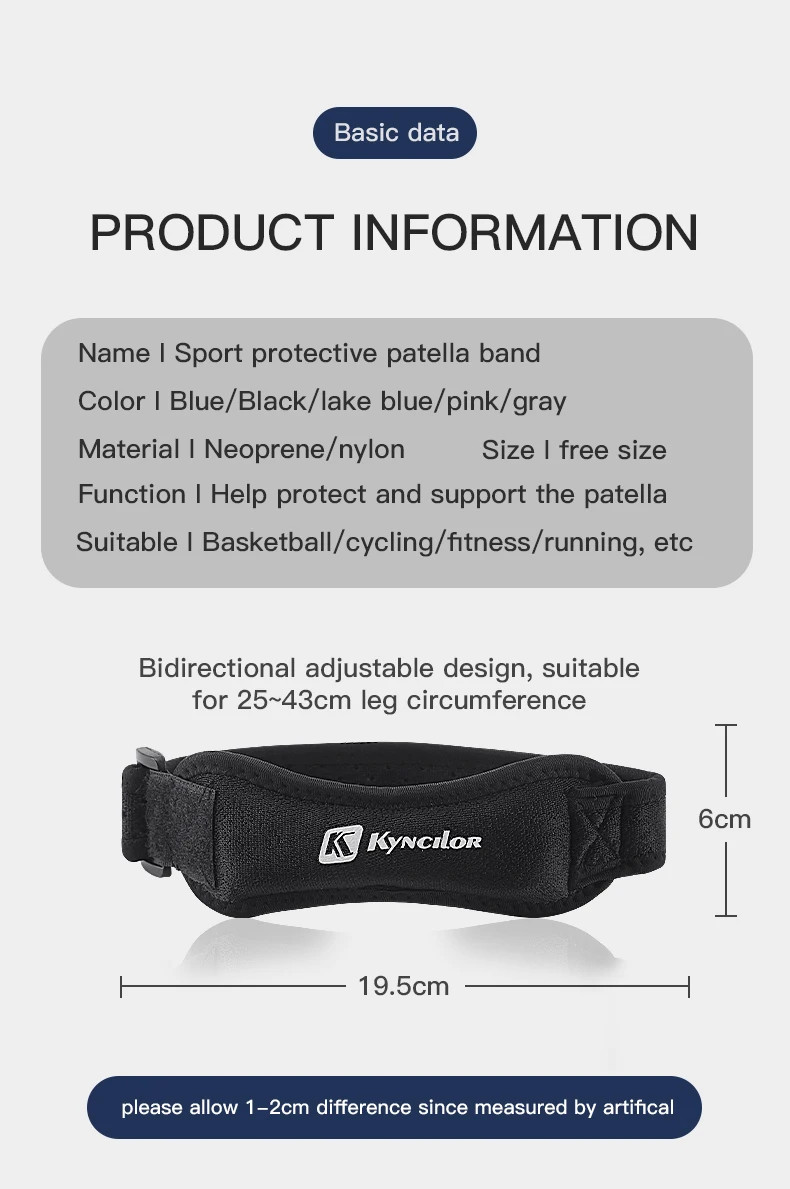 1 Piece Knee Patellar Tendon Knee Support Strape Brace Adjustable Shock