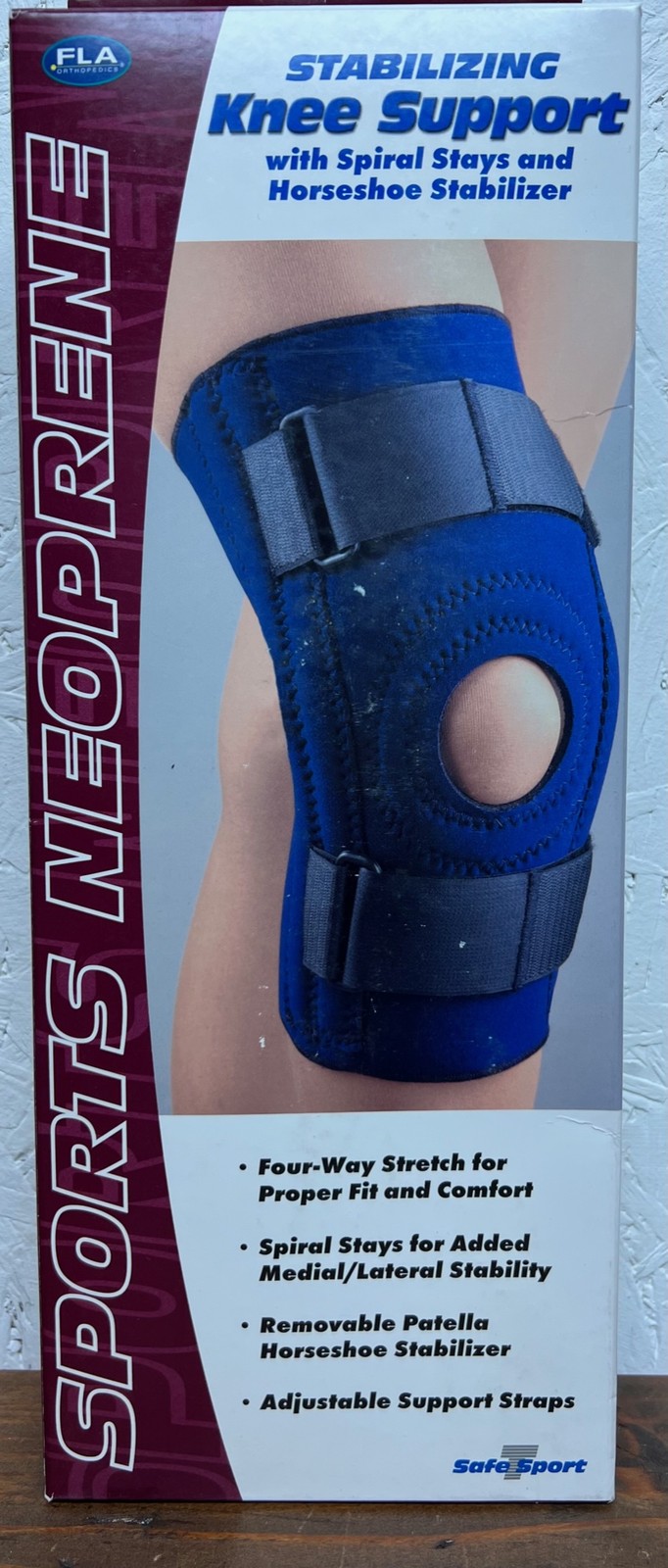 FLA Stabilizing Knee Support Spiral Stays, Horseshoe Stabilizer (Black) Small