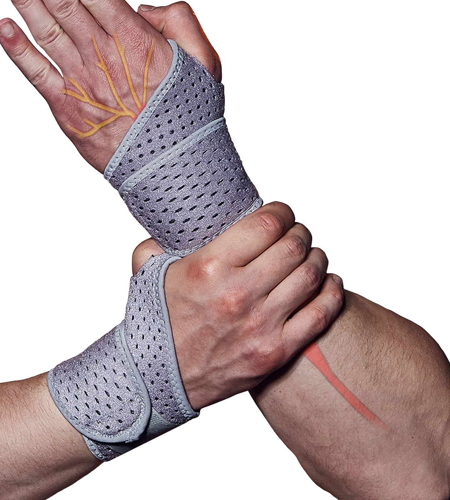 HiRui 2 Pack Wrist Compression Strap and 2 Count (Pack of 1), Gray