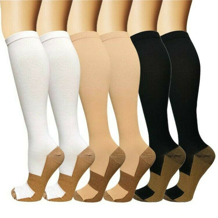 Best Graduated Compression Socks (3 Pairs) Black S-XXL 15-20mmHg Men’s Women’s