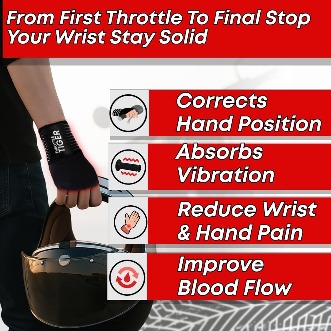 – Motorcycle Wrist Brace Adjustable Wrist Wraps for Bikers, Wrist Reduces Han…