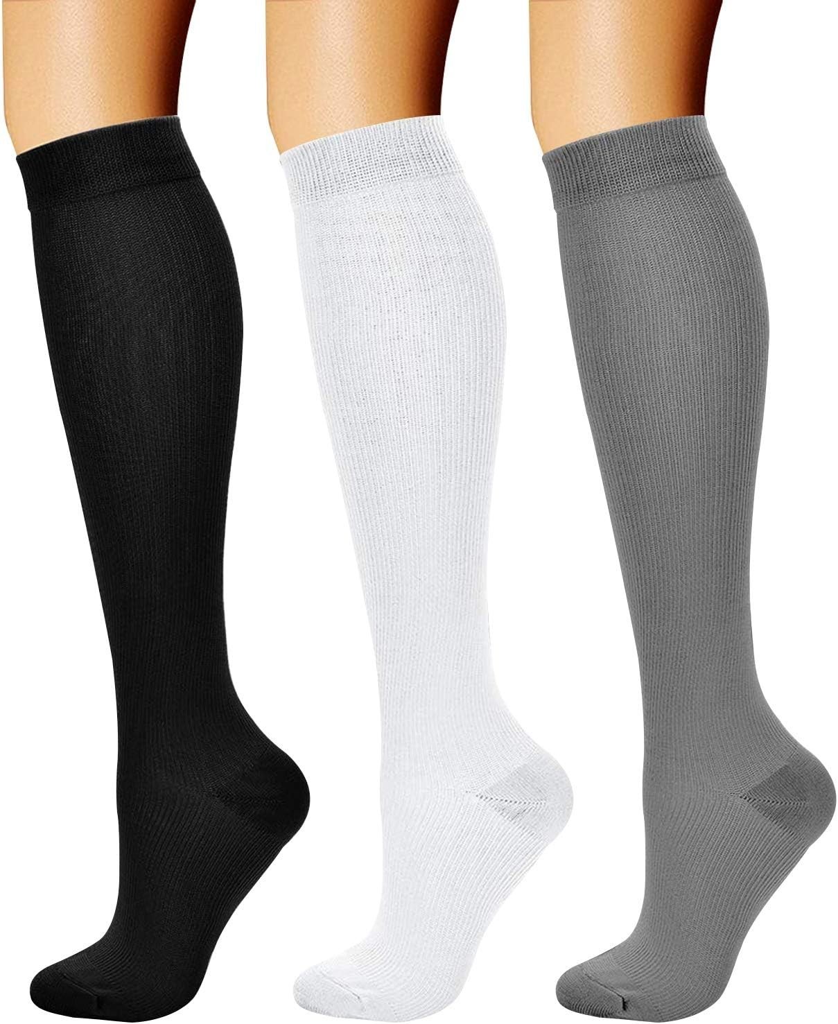 Athletic Compression Socks for Men & Women – 3 Pairs 15-20 mmHg Support