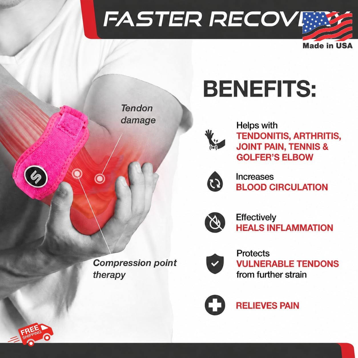 Sleeve Stars Tennis Elbow Brace for Men & Women, Elbow Brace for Tendonitis, Ten