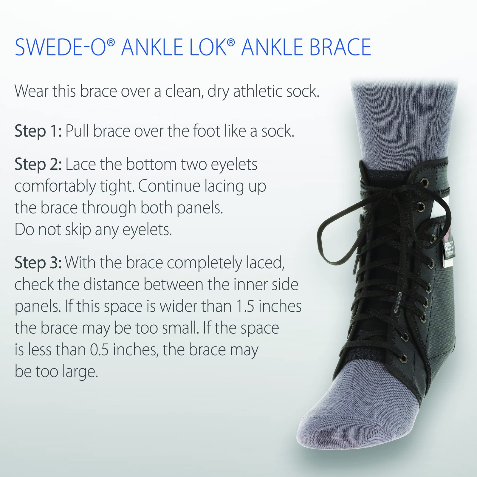 Swede-O Ankle Lok Brace, Black – Medium (Pack of 1),