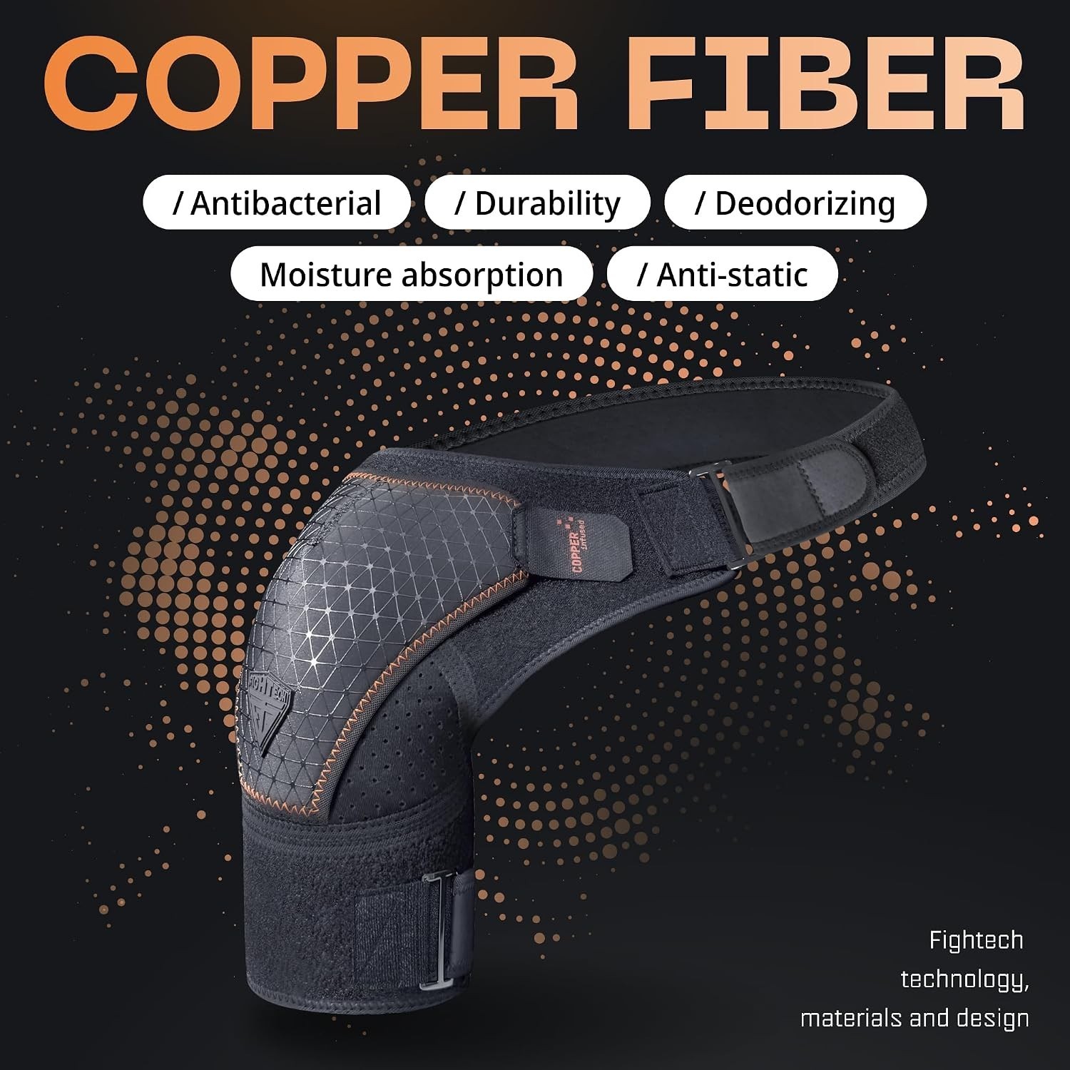 Copper Black Rotator Cuff Shoulder Brace – Adjustable Pain Relief for All Sizes