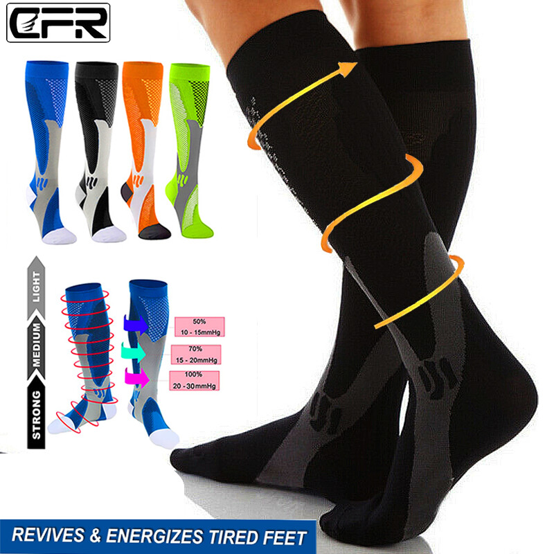 Compression Socks Knee High Running Sport Long Stcokings Ankle Pairs 30-40 mmhg