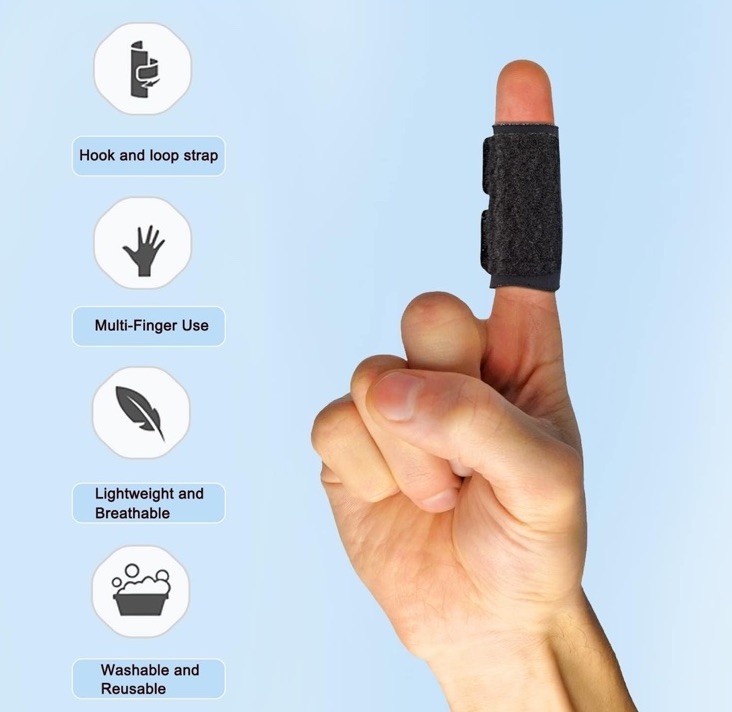2 PC Reusable Finger Splint Wrap Adjustable Finger Brace Support for Arthritis M