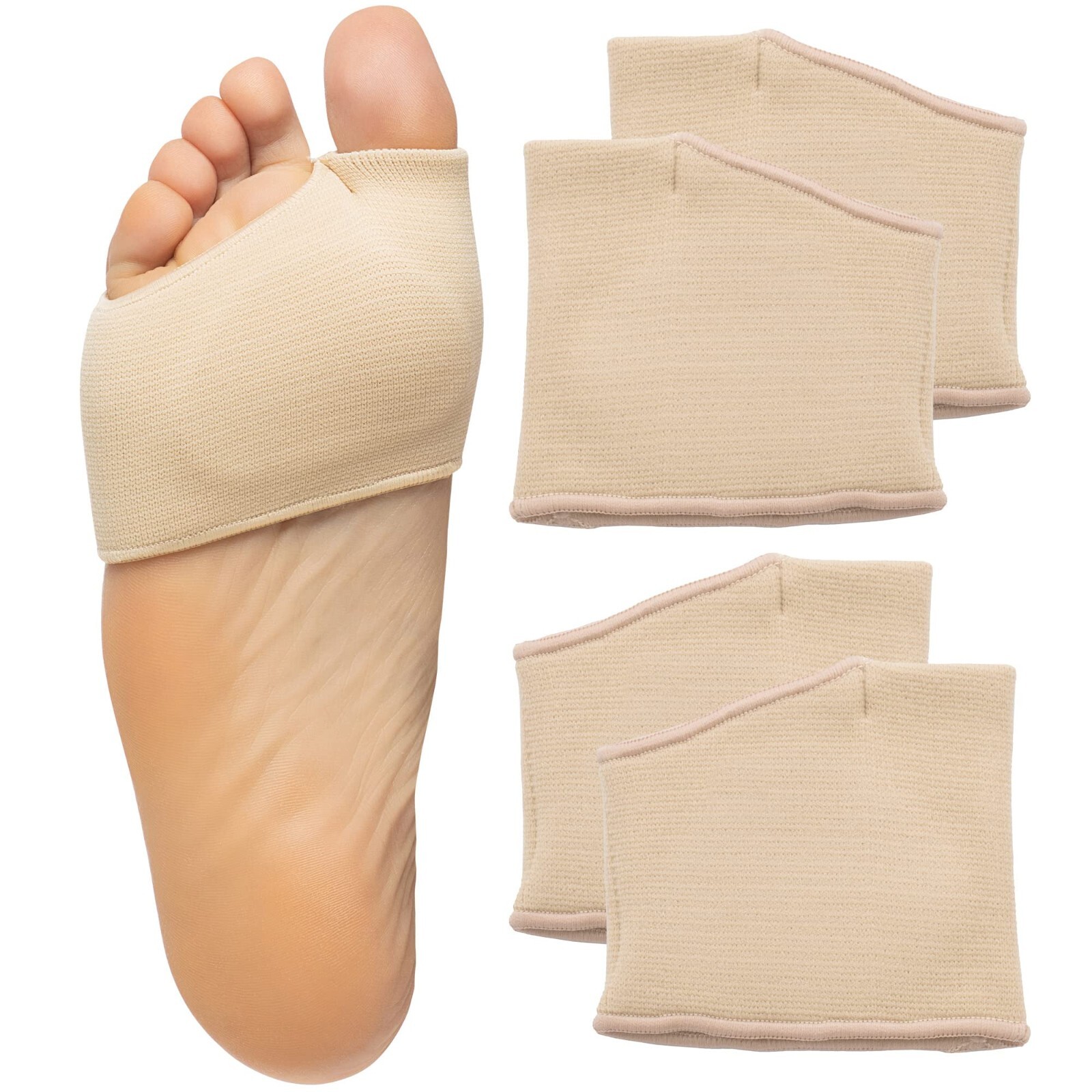 2 pair Beige Metatarsal Sleeve w Gel Pad * Ball of Foot Pain Relief * New