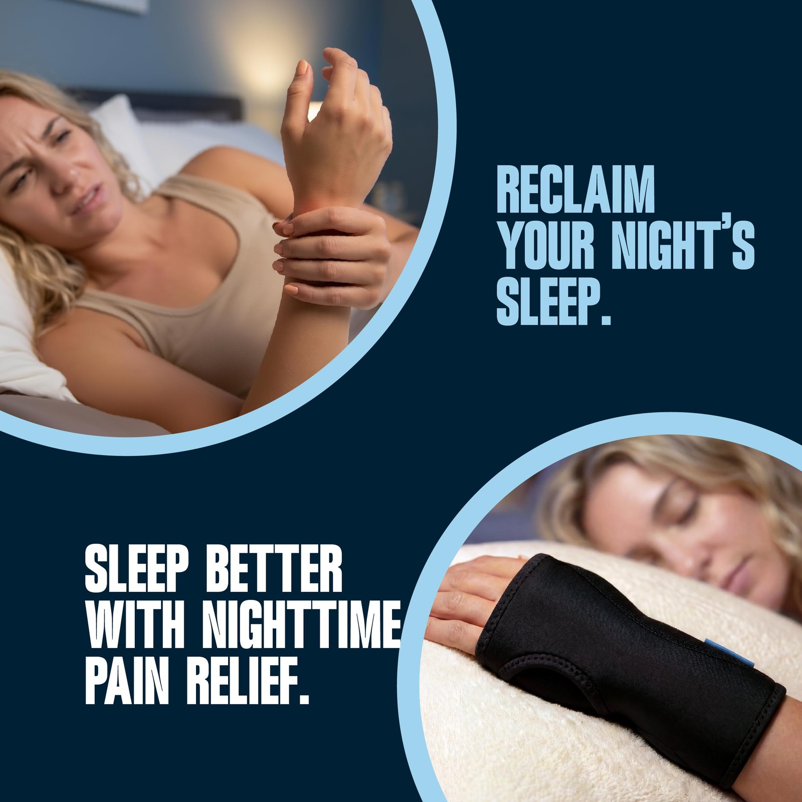 ComfyBrace 2 PACK Nighttime Pain Relief Wrist Brace for Carpal Tunnel Tendonitis