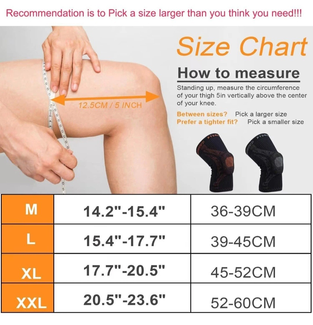 Knee Sleeve Brace for Pain – Compression w/Patella Gel Pad Choose Sz M L XL XXL