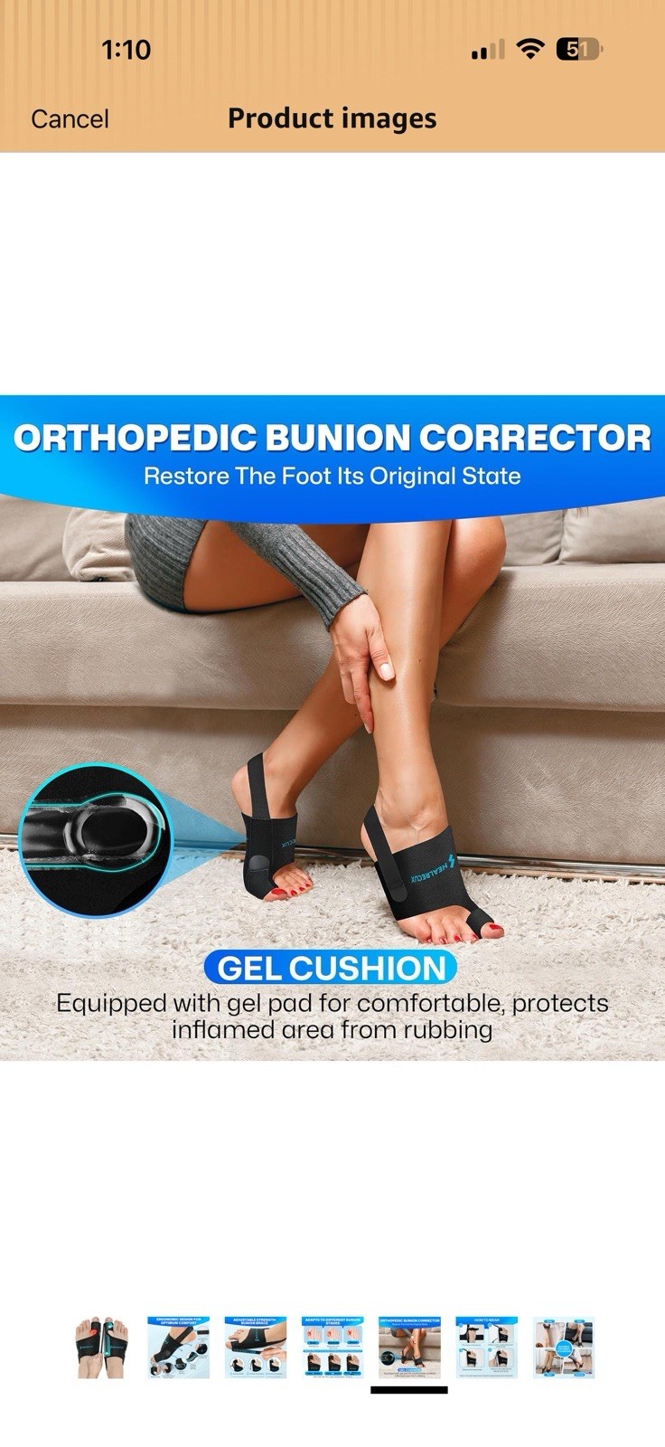 Gel Bunion Corrector Foot Brace Adjustable Non-Slip M/W