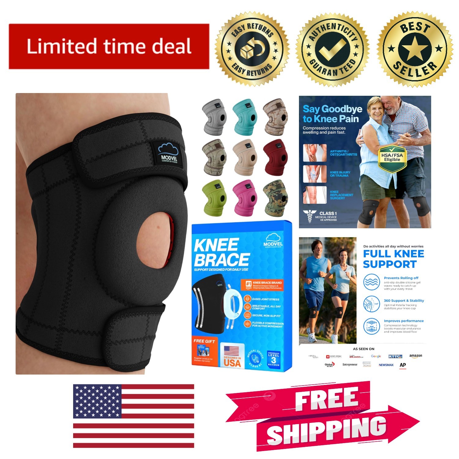 Patella Gel Knee Brace with Side Stabilizers – Relief for ACL & Meniscus Tear