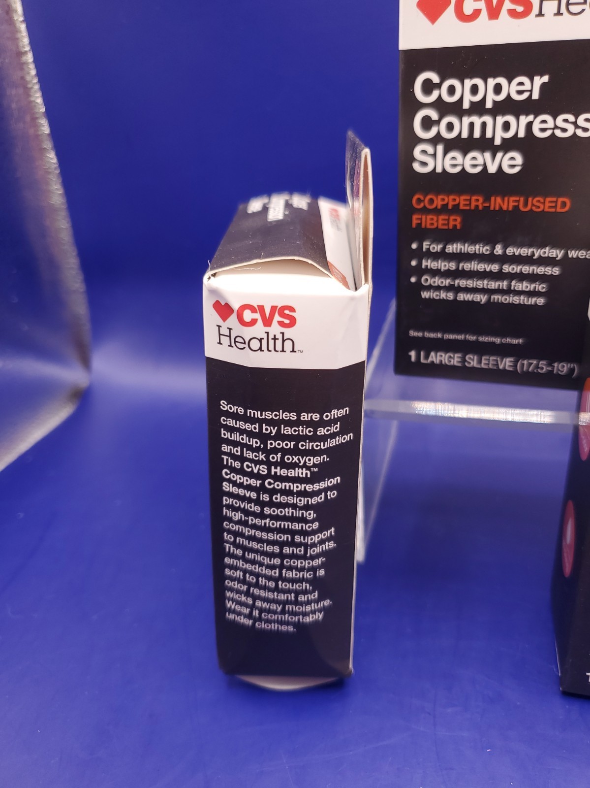 3 Pack CVS Health Copper Infused Fiber Compression Knee Sleeve Large New