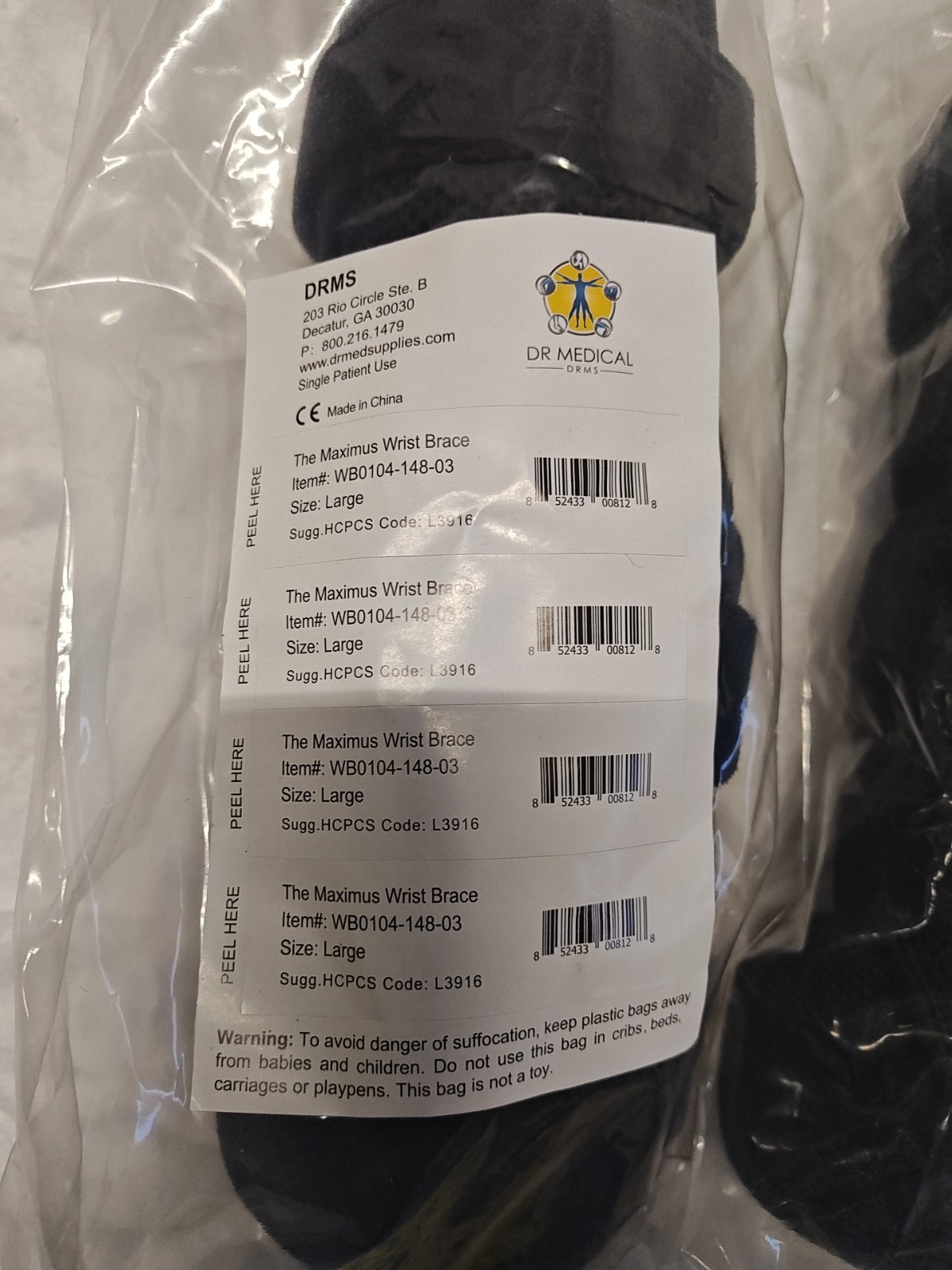 ✅✅DRMS The Maximus Wrist Brace WB0104-148-03 Size Large (LOT OF 2)