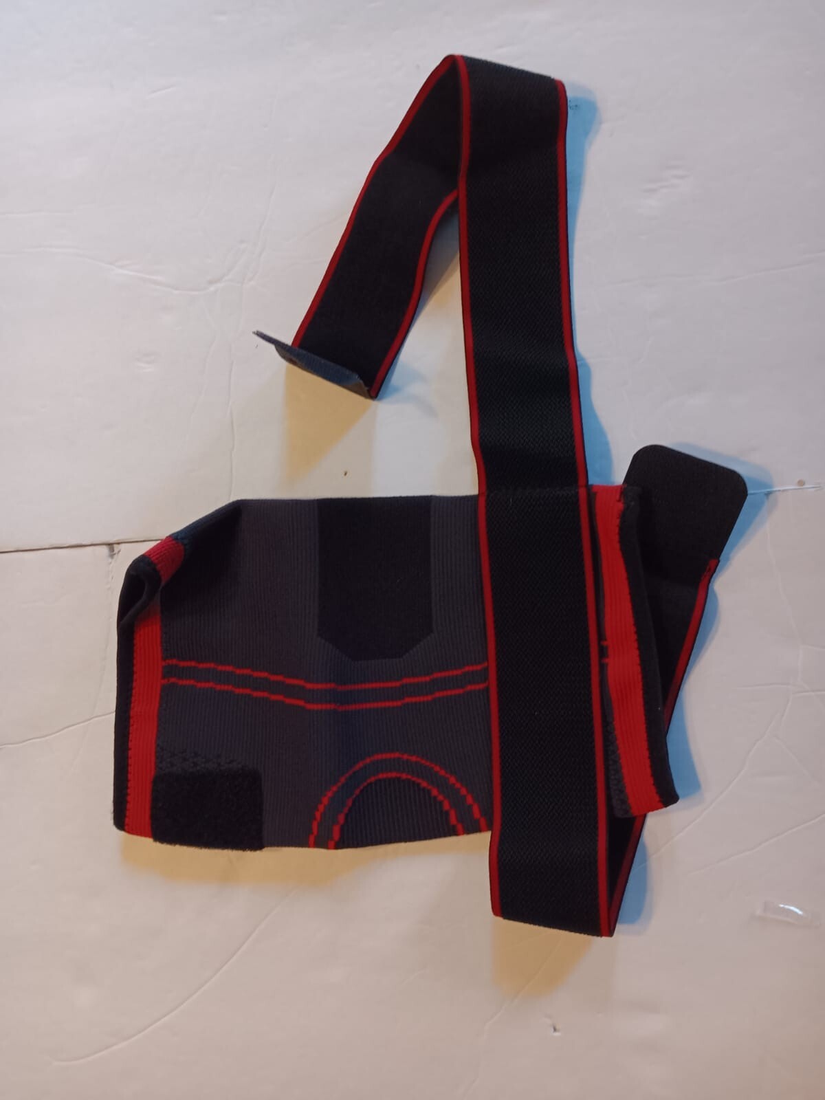 DCF Knee Compression Sleeve with Adjustable Straps Large Black With Red Trim