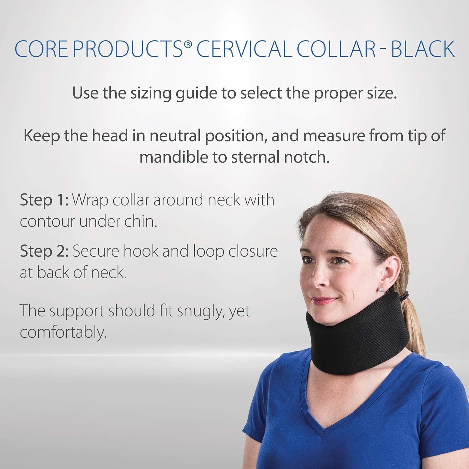 Adjustable Soft Foam Cervical Collar – Neck Support for Pain Relief – Black
