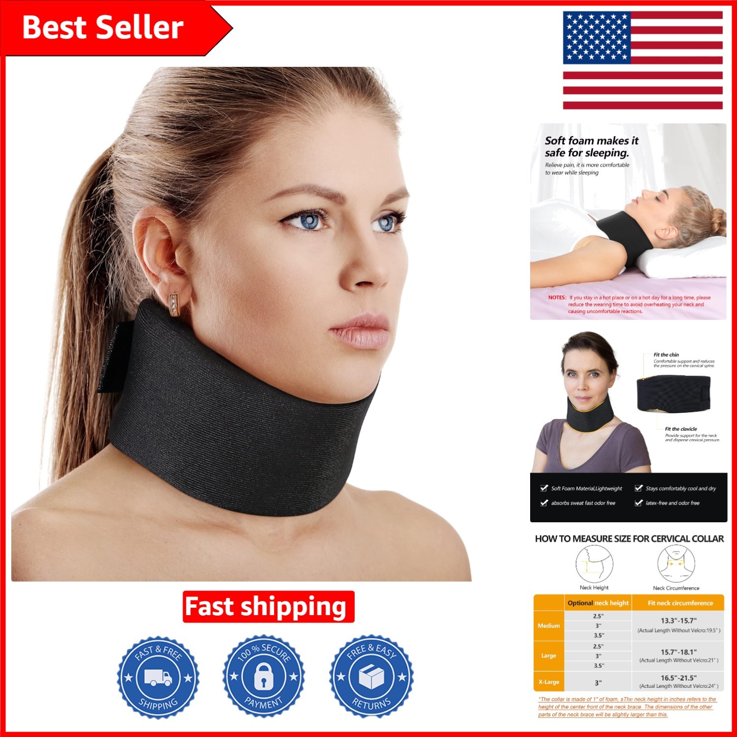 Ergonomic Cervical Collar – Lightweight Neck Support Brace for Sleeping & Travel