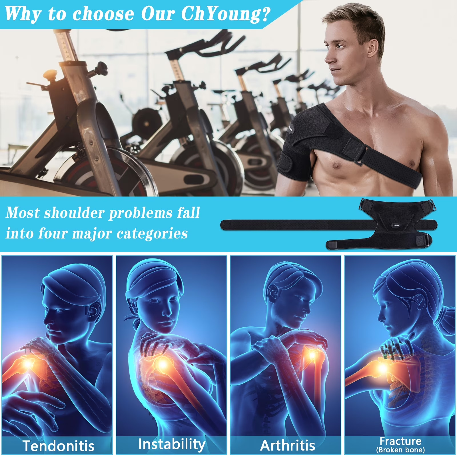 Shoulder Brace Support Compression Sleeve Torn Rotator Cuff Relief Joint AC Pain