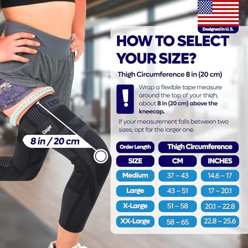 Leg Compression Sleeve With Strap, Full Length Thigh Knee Calf X-Large 2
