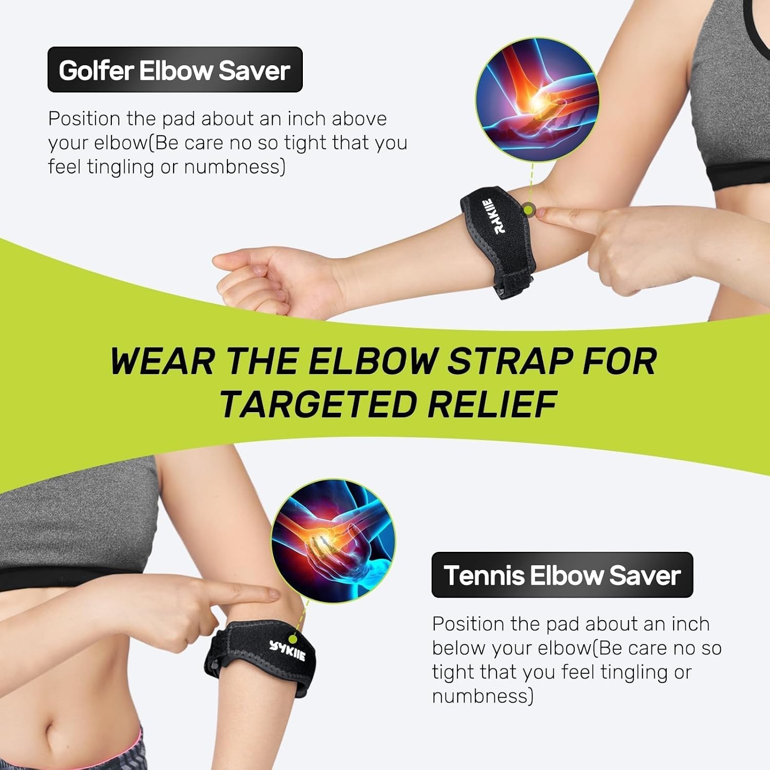 Elbow Brace for Tendonitis Tennis Elbow Support 2 Pack Pain Relief Arm Band