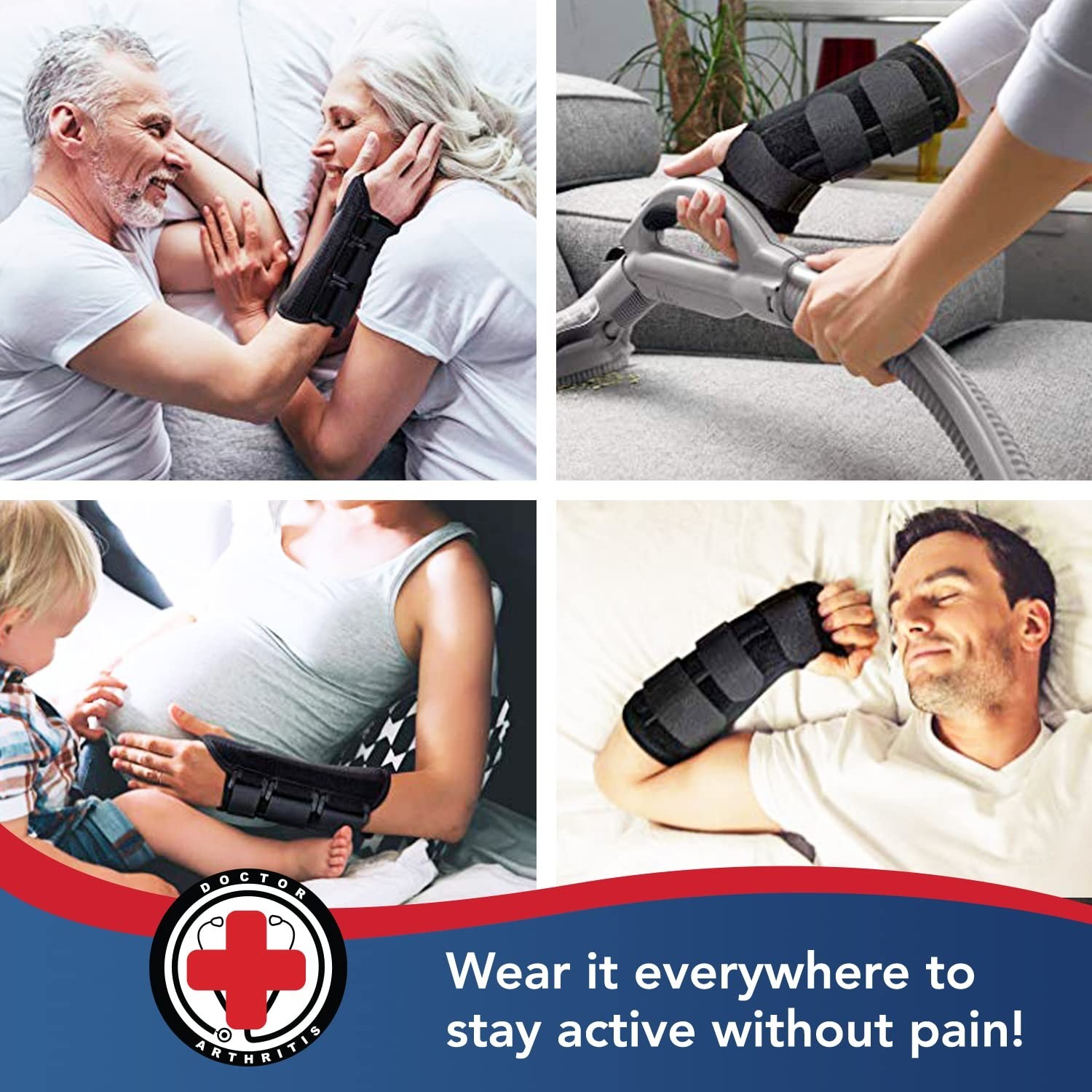 Breathable Adjustable Wrist Wrap for Carpal Tunnel – Includes Medical Handbook