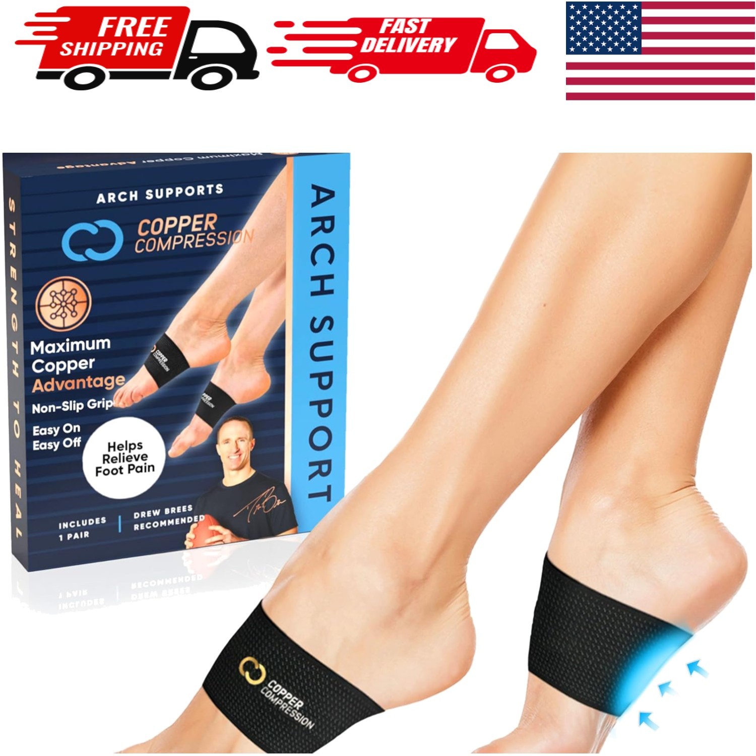 Unisex Arch Support Brace Sleeves – Pain Relief for All Foot Types, 1 Pair