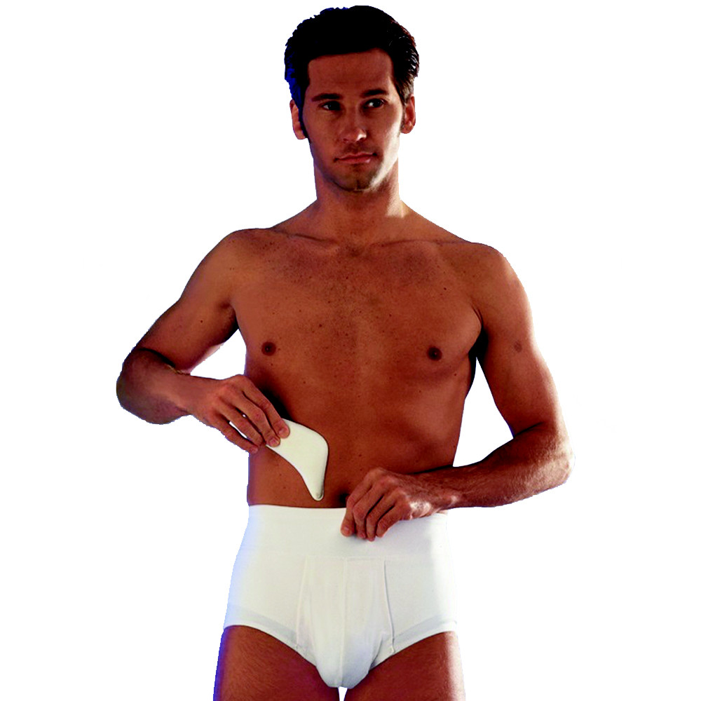 Scudotex Inguinal Hernia Container Briefs High Waist White White