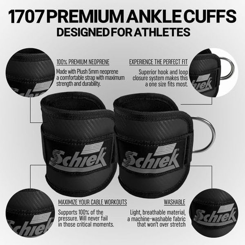 Sports 1707 Ankle Cuffs – Ideal for Glute Kickbacks and Cable Machine Workouts –