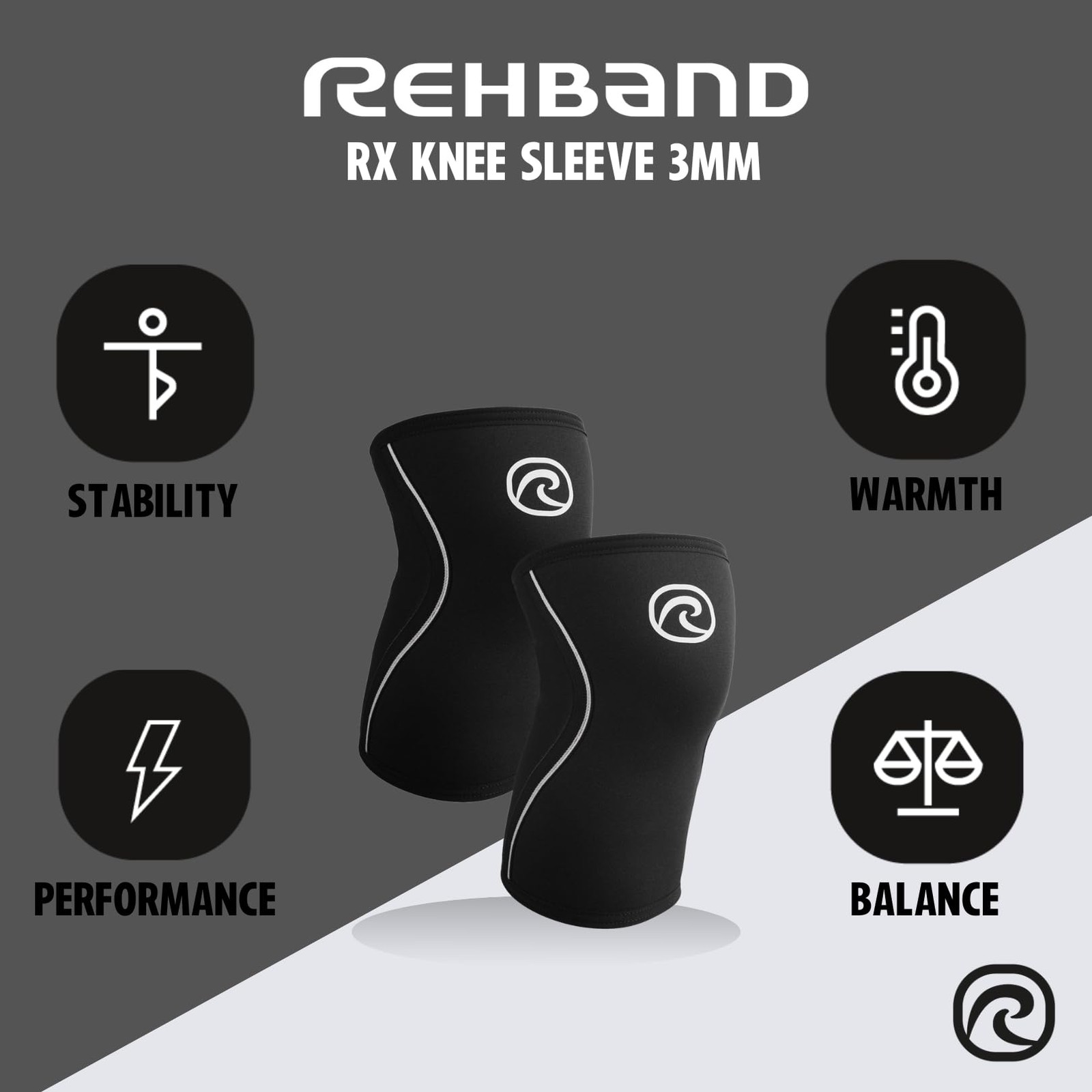 Rehband Knee Sleeve 3mm Neoprene, Lightweight X-Large, Black – 1 Piece