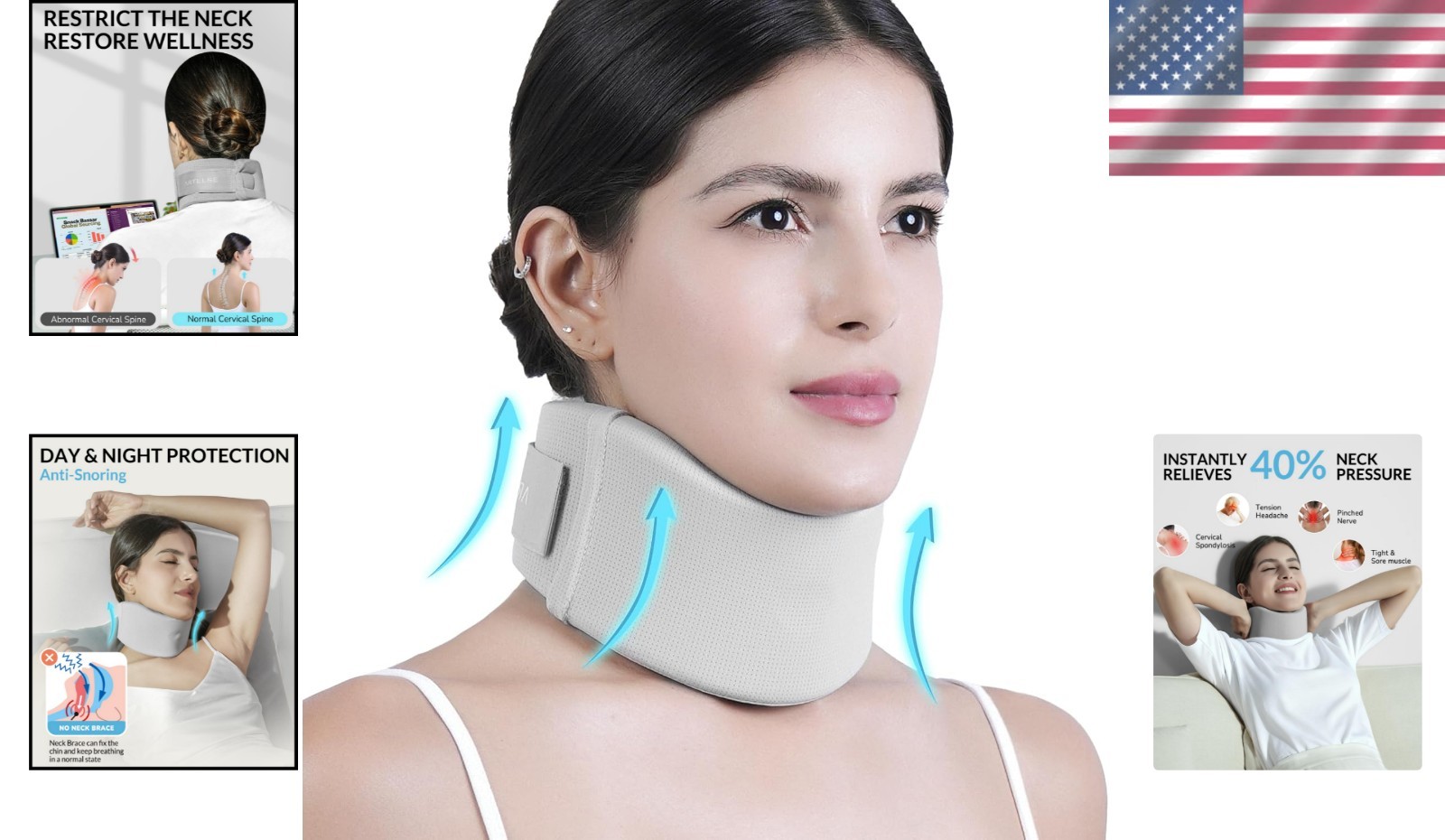 Adjustable Ice Silk Neck Brace – Ergonomic Support for Posture & Snoring Relief