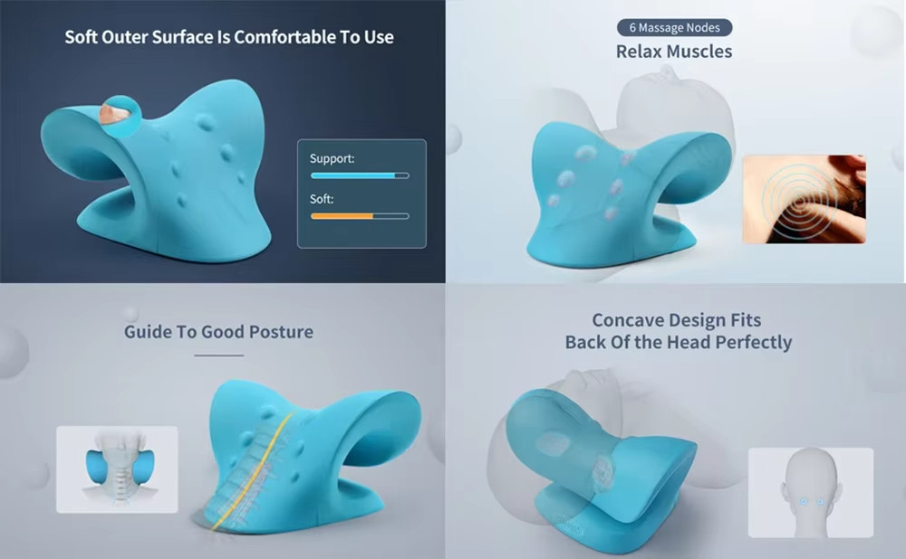 Neck Cloud Cervical Neck Stretcher Pillow Traction Device Pain Relief Massage**