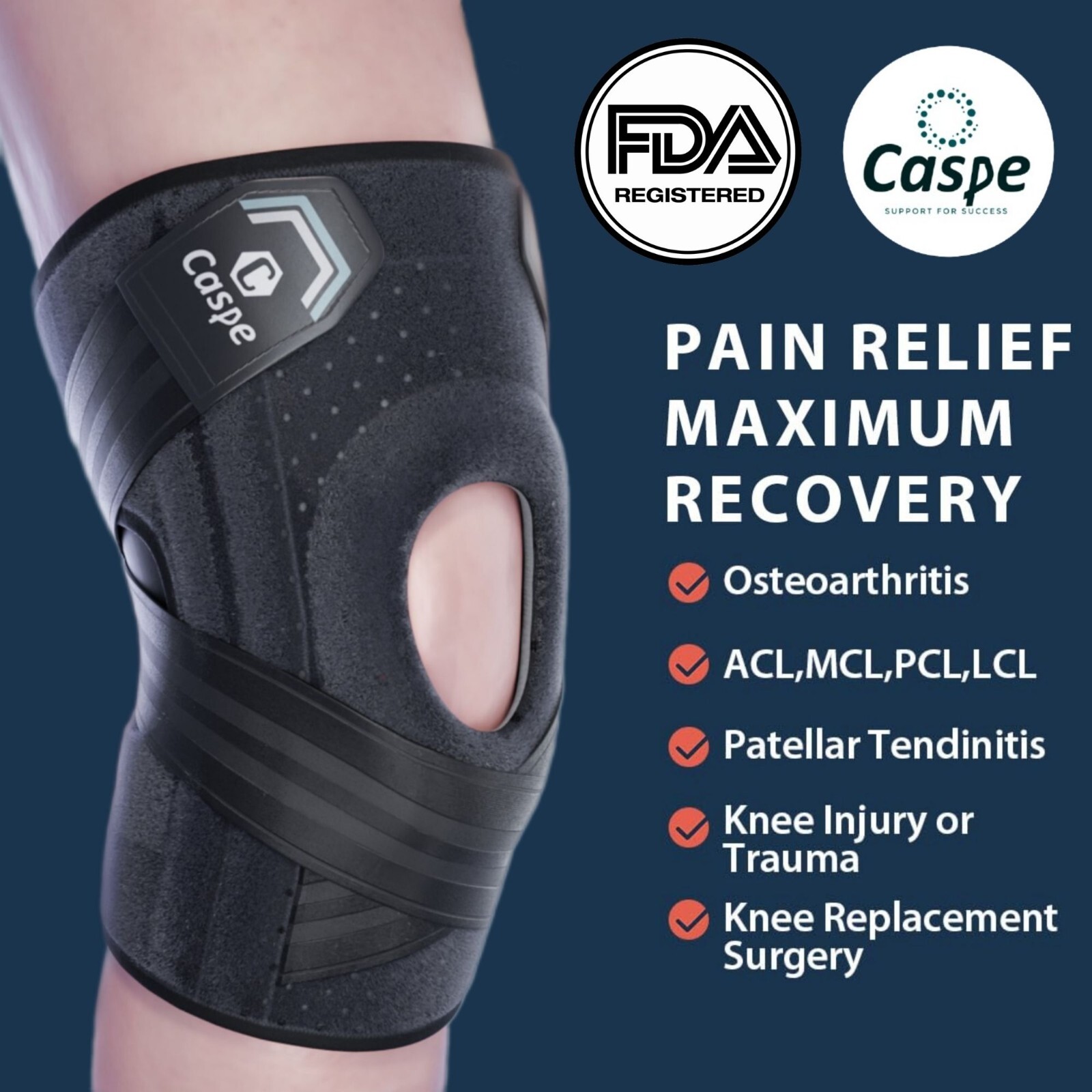 Knee Brace Compression Sleeve Joint Support Open Patella Stabilizer Wrap Sports
