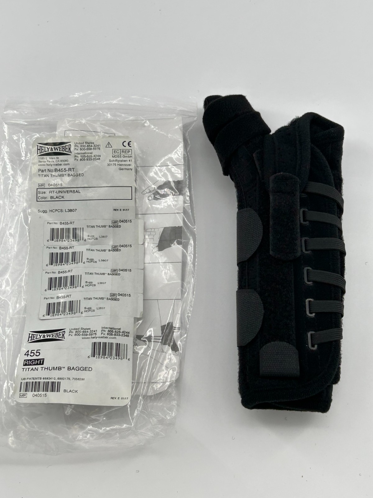 NEW Hely & Weber 455 Titan Thumb Brace, Short – Right