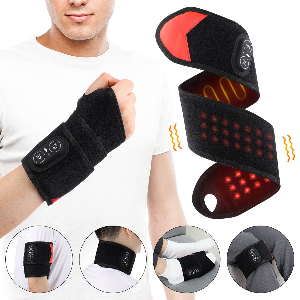 Cordless Heated Wrist Brace with Vibration Massage 3 Heat Levels for Pain Relief