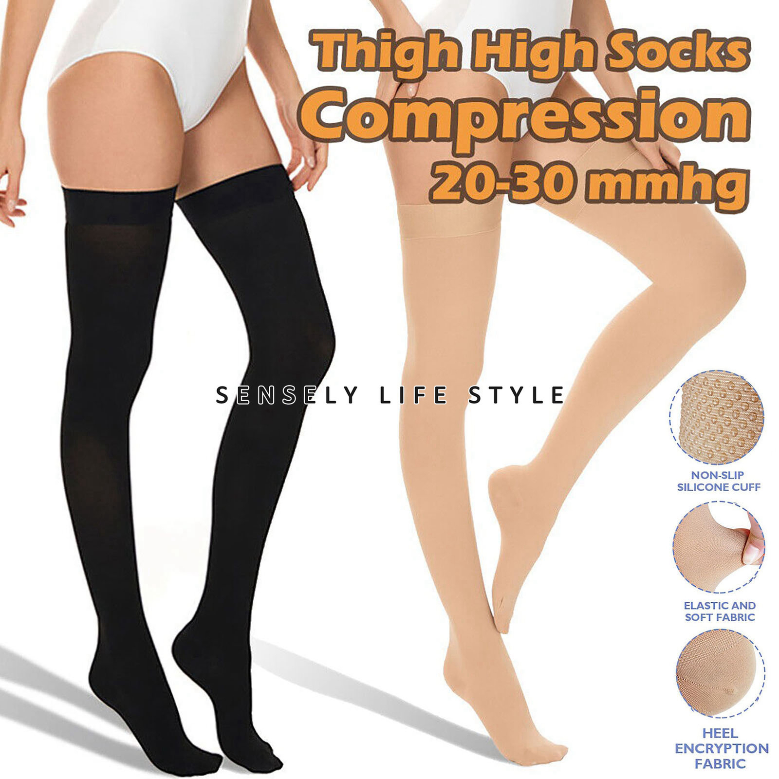 Thigh High Compression Stockings for Women Men 32mmHg Slimming Socks for Work US