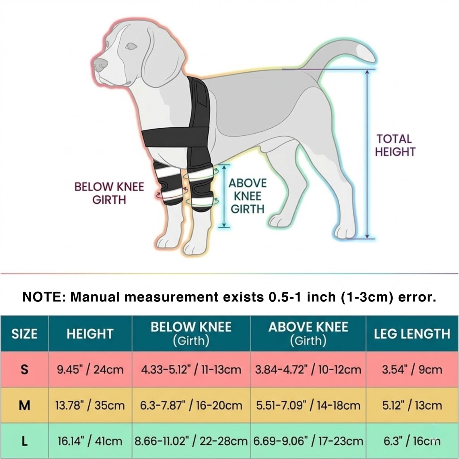 Adjustable Dog Knee Brace with 4 Support Strips, Elbow Support, Reflective Wrap