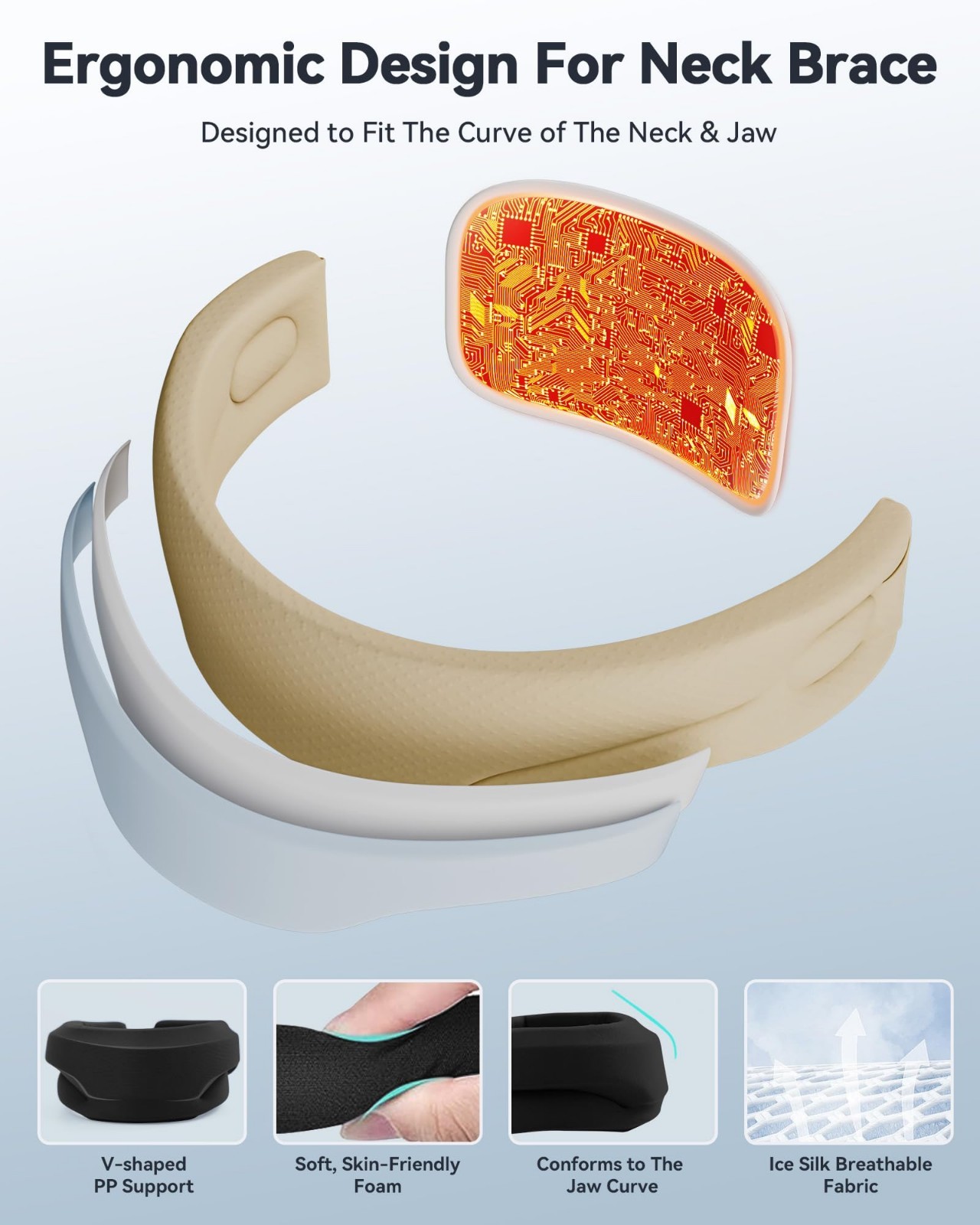 Heated Neck Brace Support Collar with Heating Pad – Soft Foam for Cervical Relie