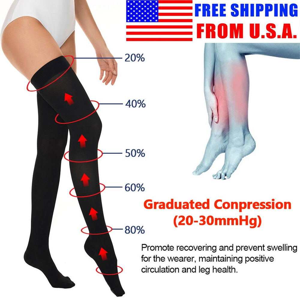 Thigh High Compression Socks Support Stockings 20-30 mmHg Surgical Varicose Pain