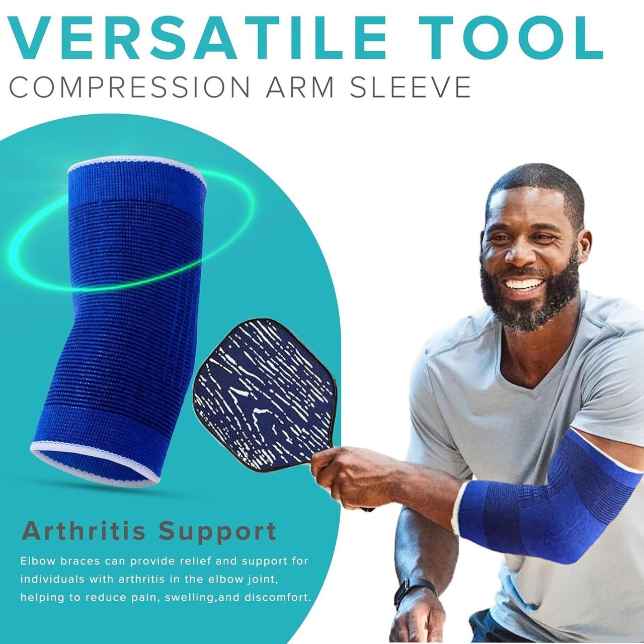 Elbow Sleeve Elastic Compression Brace Tennis Tendinitis Arthritis Strain Relief
